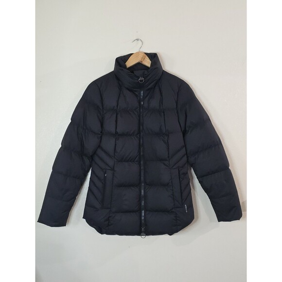 Athleta Jackets & Blazers - ATHLETA Downtown Puffer Jacket Parka Womens Size Small Black Zip Logo